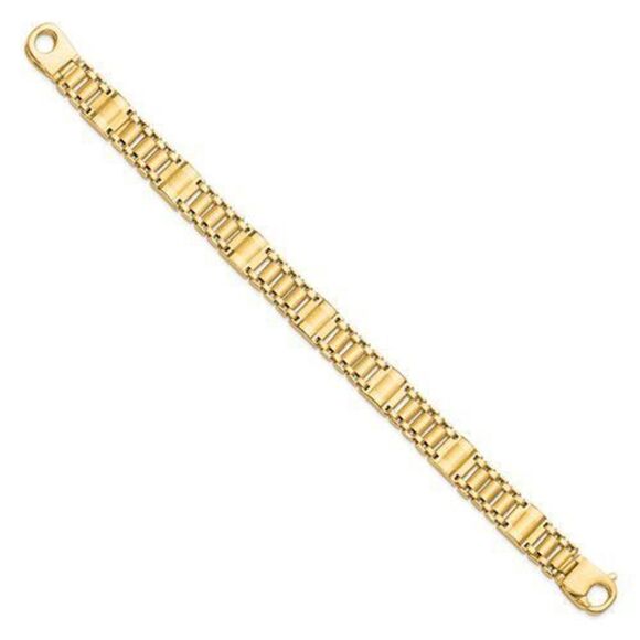 14k Satin and Polished Men's Link Bracelet - Picture 3 of 5